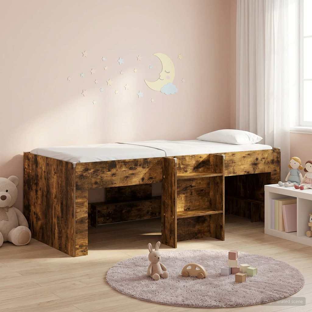 Kids'High Bed Frame Smoked Oak 98.5 x 200 cm Engineered Wood