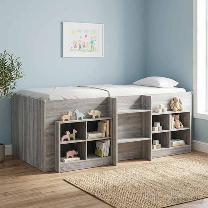 Kids'High Bed Frame Grey Sonoma 98.5 x 200 cm Engineered Wood