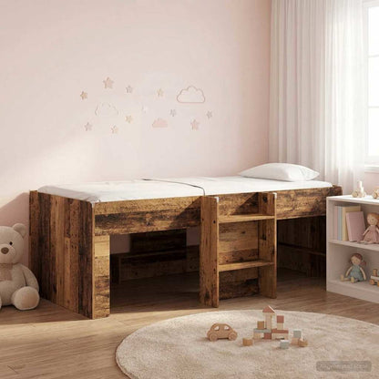 Kids'High Bed Frame Old wood 98.5 x 200 cm Engineered Wood