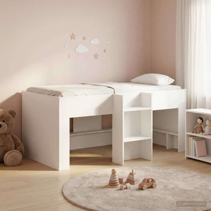 Kids'High Bed Frame White 80 x 160 cm Engineered Wood