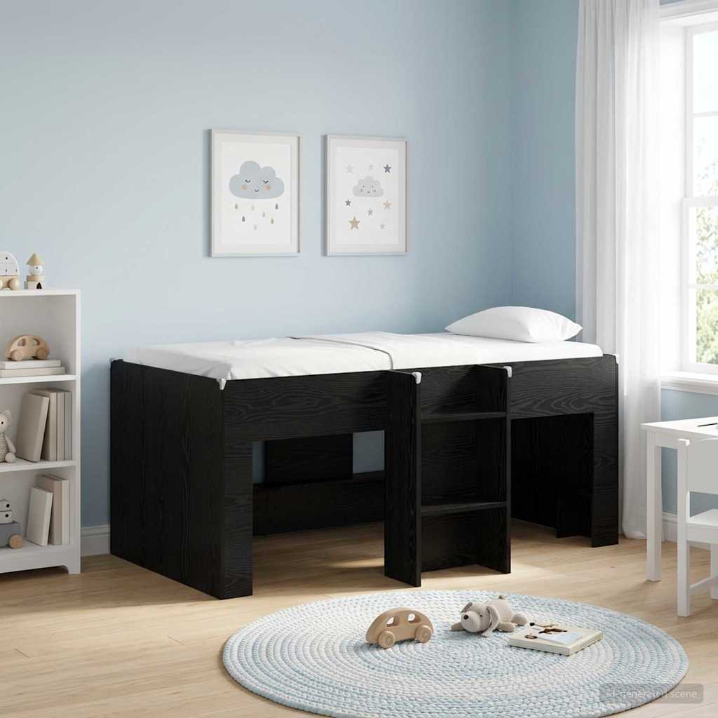 Kids'High Bed Frame 2 pcs Black Oak 163 x 101.1 x 68.5 cm