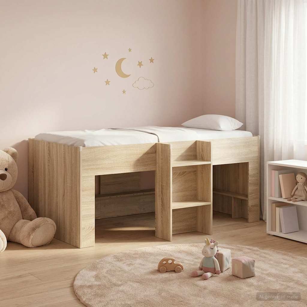 Kids'High Bed Frame Sonoma Oak 80 x 160 cm Engineered Wood