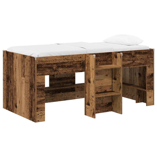 Kids'High Bed Frame Old Wood 80 x 160 cm Engineered Wood