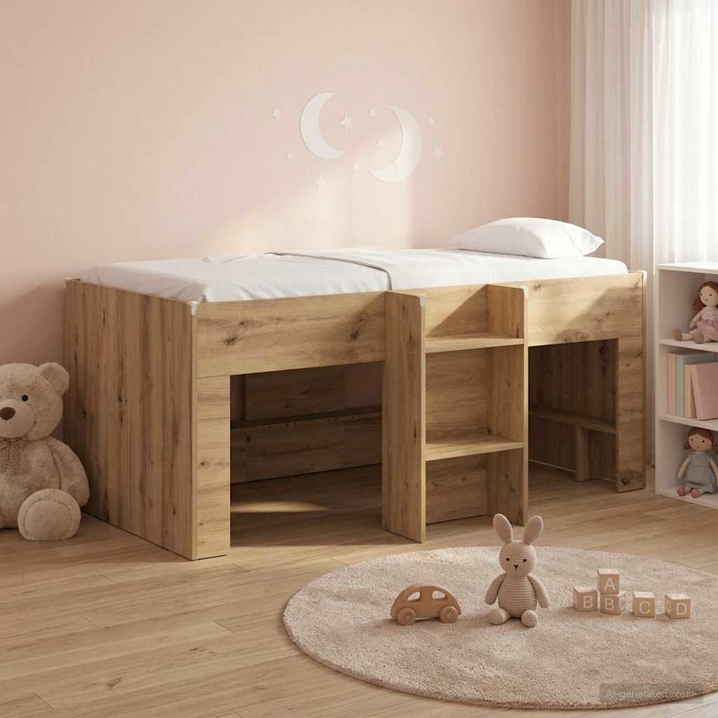 Kids'High Bed Frame Artisan Oak 80 x 160 cm Engineered Wood