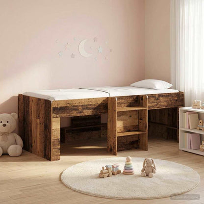Kids'High Bed Frame 2 pcs Old wood 90 x 190 cm Engineered Wood