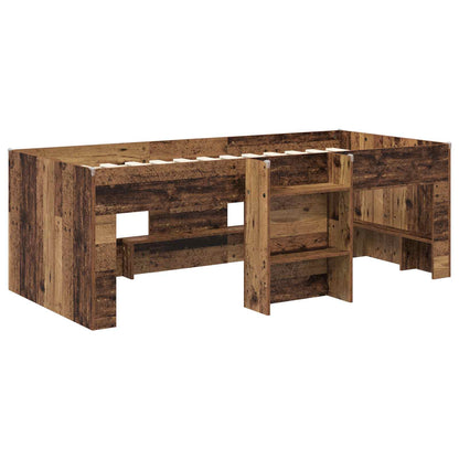 Kids'High Bed Frame 2 pcs Old wood 90 x 190 cm Engineered Wood