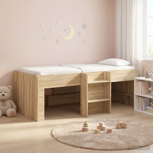 Kids'High Bed Frame Sonoma Oak 75 x 190 cm Engineered Wood