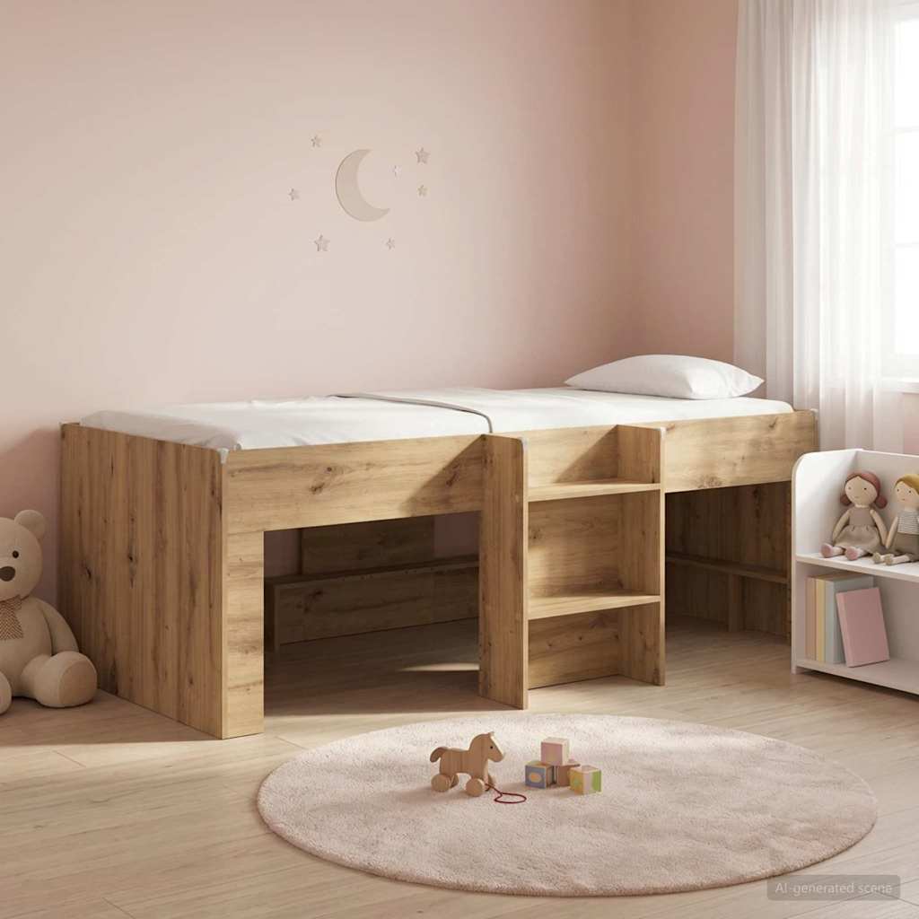 Kids'High Bed Frame Artisan Oak 75 x 190 cm Engineered Wood