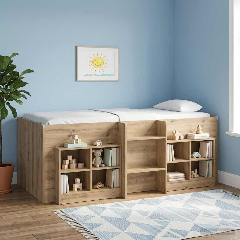 Kids'High Bed Frame Artisan Oak 75 x 190 cm Engineered Wood