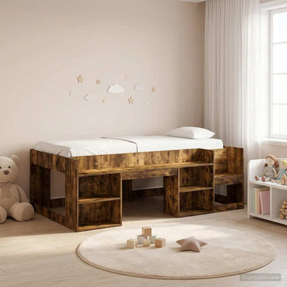 Kids'Bed Frame with Storage Smoked Oak 80 x 200 cm