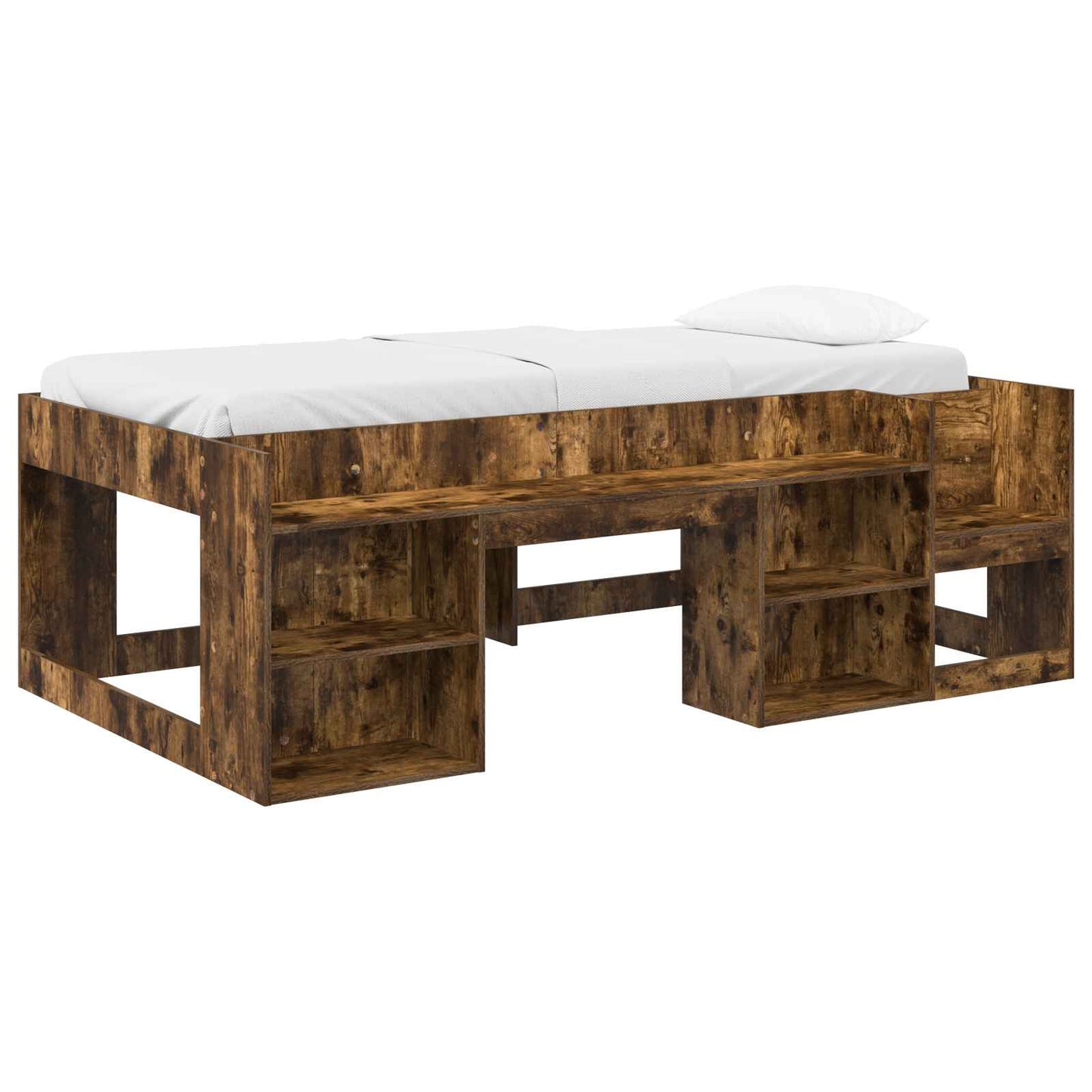 Kids'Bed Frame with Storage Smoked Oak 80 x 200 cm