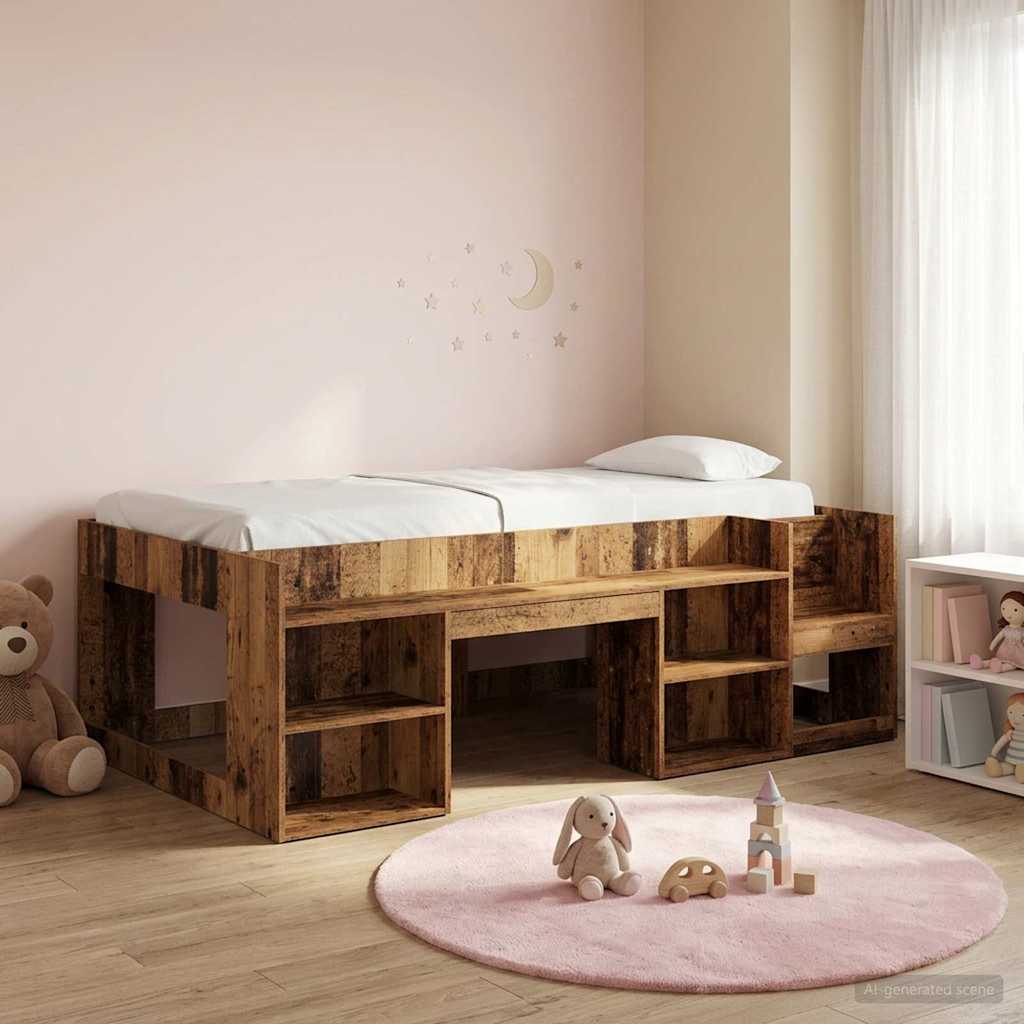 Kids'Bed Frame with Storage Old Wood 80 x 200 cm