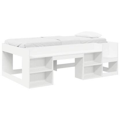Kids'Bed Frame with Storage White 90 x 200 cm Engineered Wood