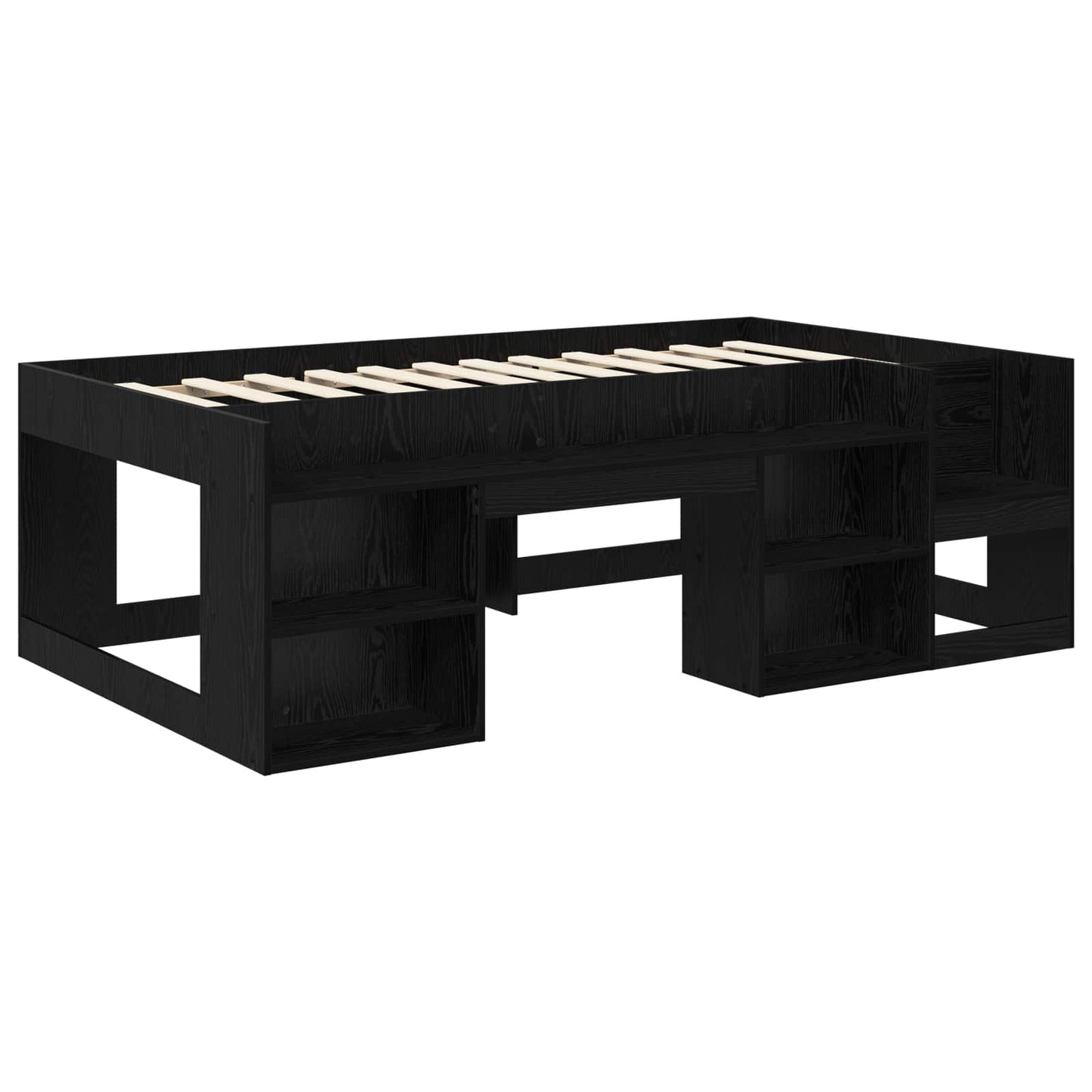 Kids'Bed Frame with Storage Black Oak 90 x 200 cm