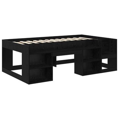 Kids'Bed Frame with Storage Black Oak 90 x 200 cm
