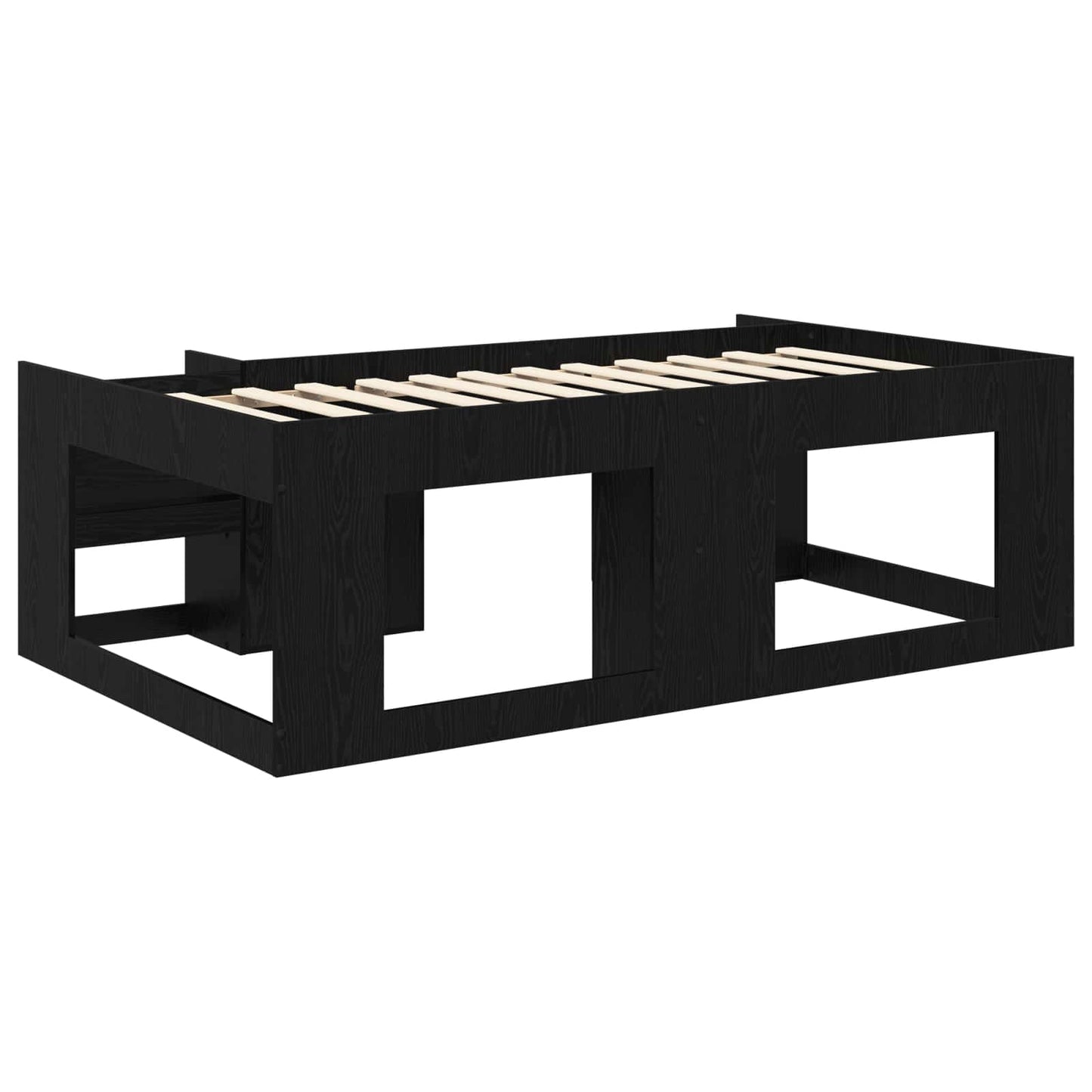 Kids'Bed Frame with Storage Black Oak 90 x 200 cm