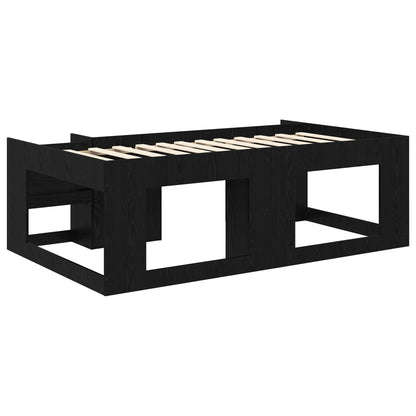 Kids'Bed Frame with Storage Black Oak 90 x 200 cm