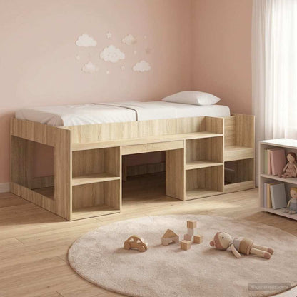 Kids'Bed Frame with Storage Sonoma Oak 90 x 200 cm