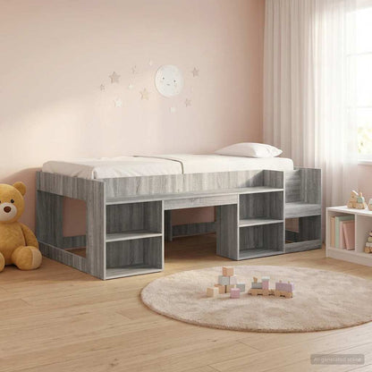 Kids'Bed Frame with Storage Grey Sonoma 90 x 200 cm