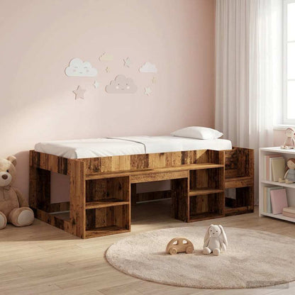 Kids'Bed Frame with Storage Old Wood 90 x 200 cm