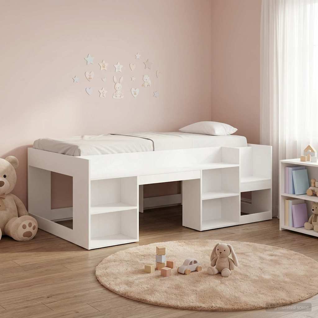 Kids'Bed Frame with Storage White 98.5 x 200 cm