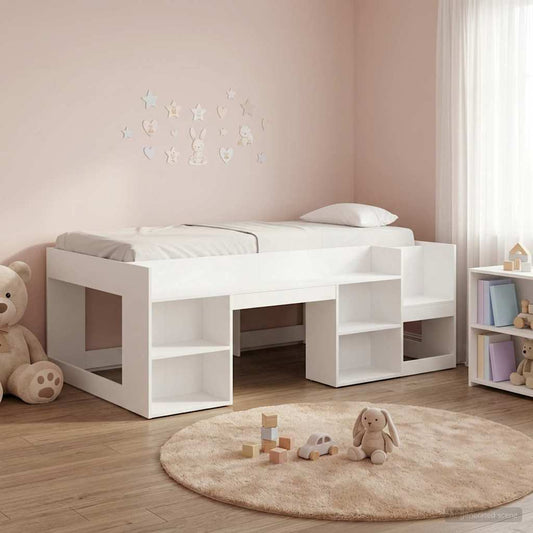 Kids'Bed Frame with Storage White 98.5 x 200 cm
