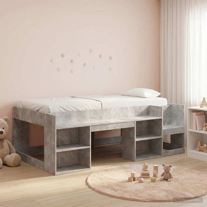 Kids'Bed Frame with Storage Concrete Grey 98.5 x 200 cm