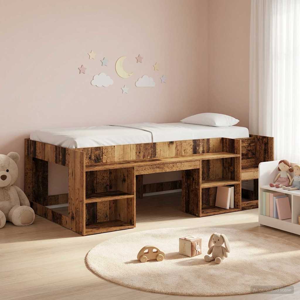 Kids'Bed Frame with Storage Old wood 98.5 x 200 cm