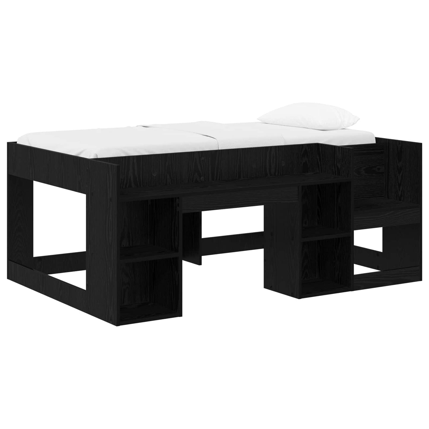 Kids'Bed Frame with Storage Black Oak 80 x 160 cm