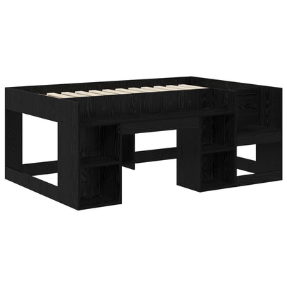 Kids'Bed Frame with Storage Black Oak 80 x 160 cm