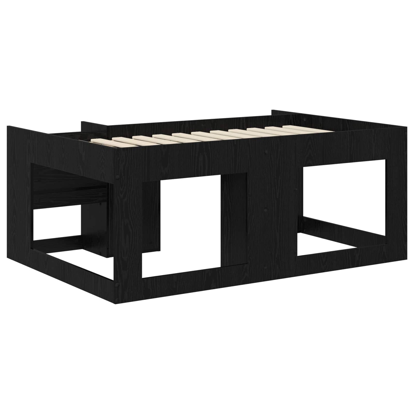 Kids'Bed Frame with Storage Black Oak 80 x 160 cm