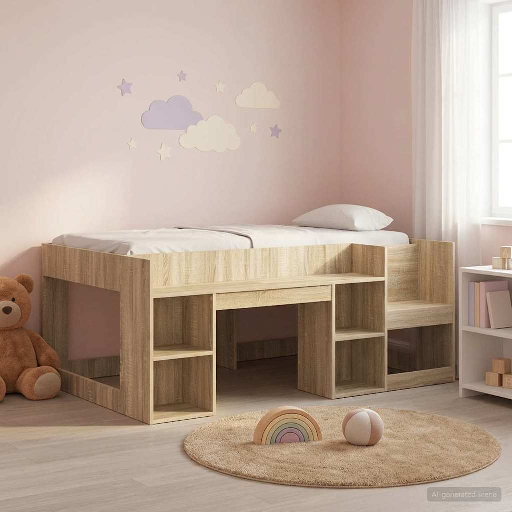 Kids'Bed Frame with Storage Sonoma Oak 80 x 160 cm