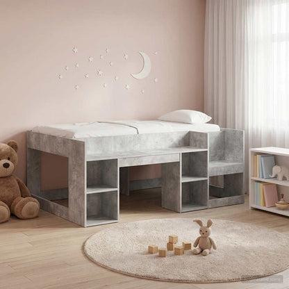 Kids'Bed Frame with Storage Concrete Grey 80 x 160 cm
