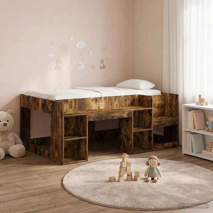 Kids'Bed Frame with Storage Smoked Oak 80 x 160 cm