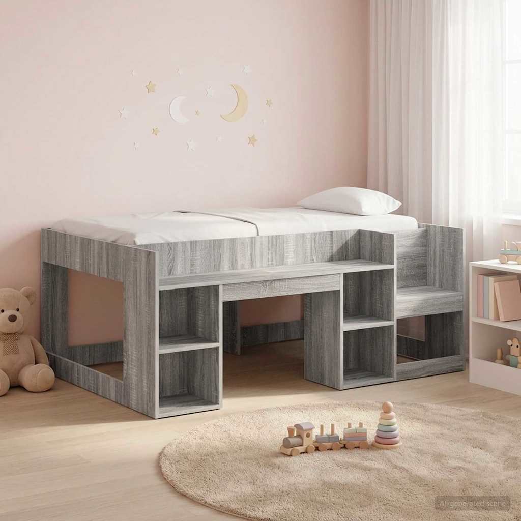 Kids'Bed Frame with Storage Grey Sonoma 80 x 160 cm