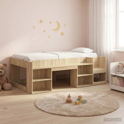Kids'Bed Frame with Storage Sonoma Oak 90 x 190 cm