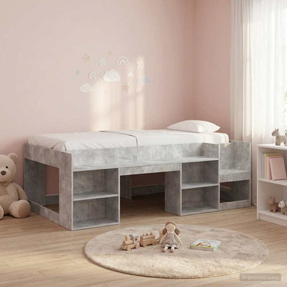 Kids'Bed Frame with Storage Concrete Grey 90 x 190 cm