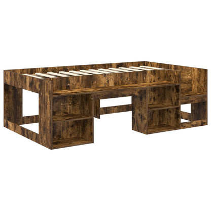 Kids'Bed Frame with Storage Smoked Oak 90 x 190 cm