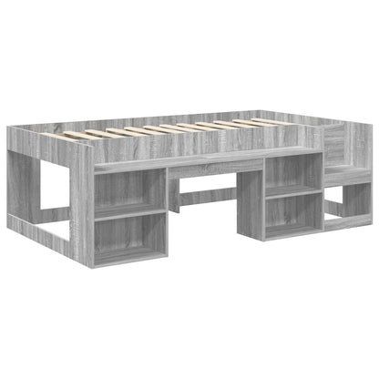 Kids'Bed Frame with Storage Grey Sonoma 90 x 190 cm
