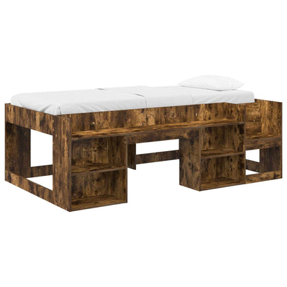 Kids'Bed Frame with Storage Smoked Oak 75 x 190 cm