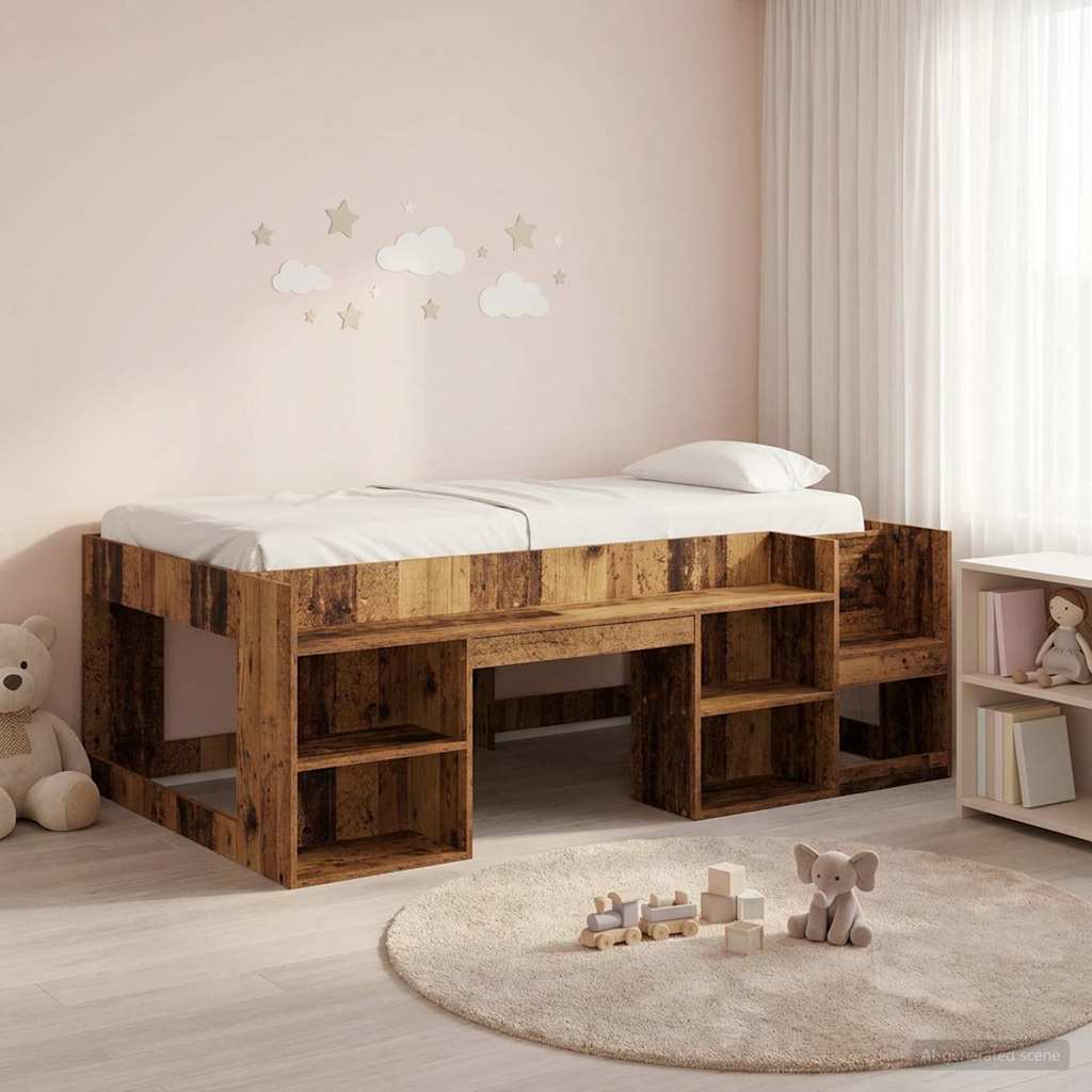 Kids'Bed Frame with Storage Old Wood 75 x 190 cm