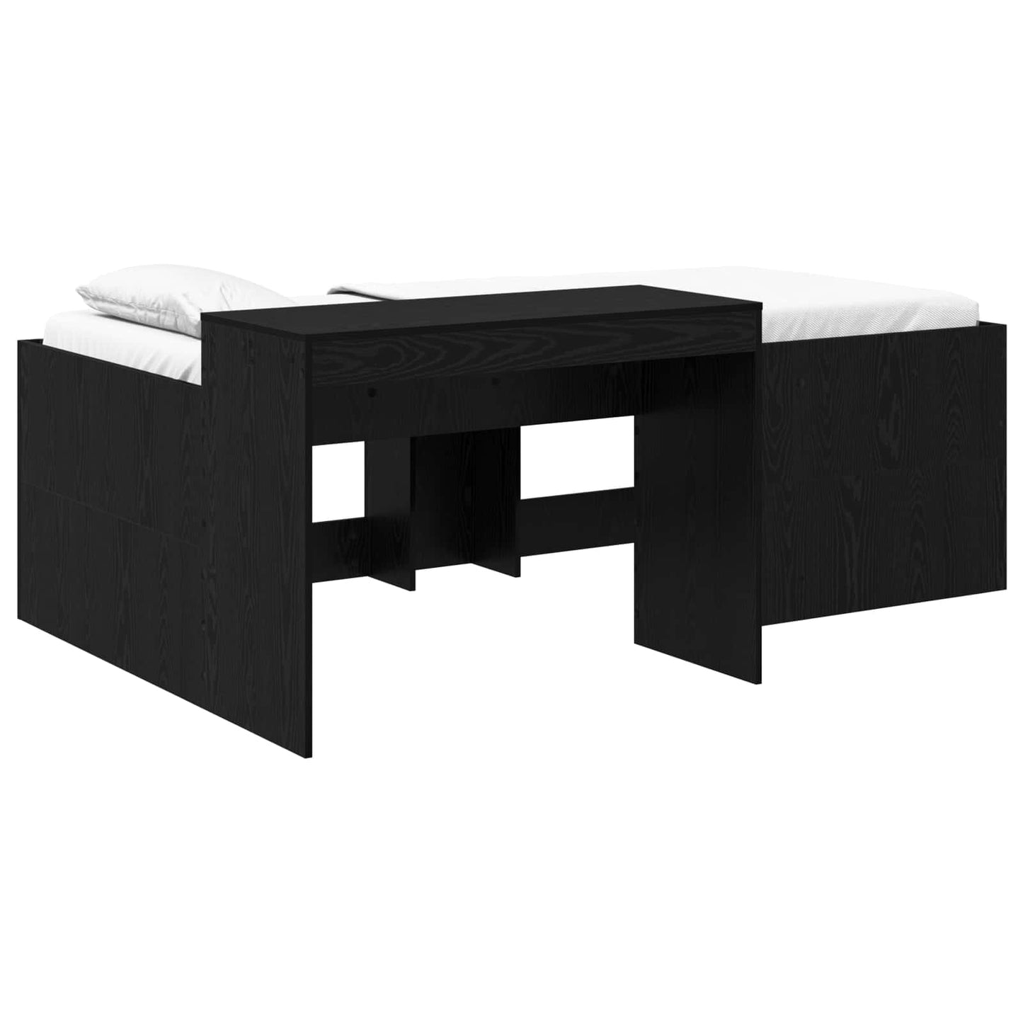 Kids'High Bed Frame with Desk Black 80 x 200 cm