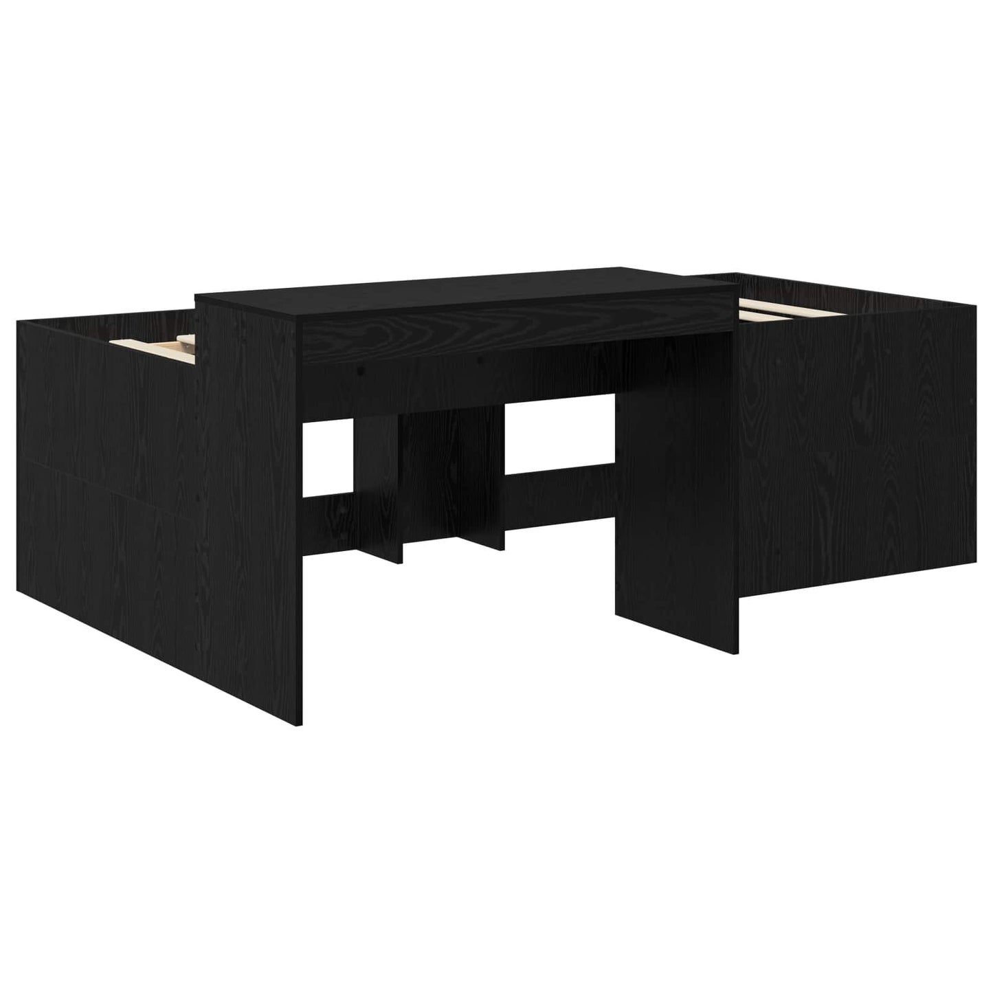 Kids'High Bed Frame with Desk Black 80 x 200 cm