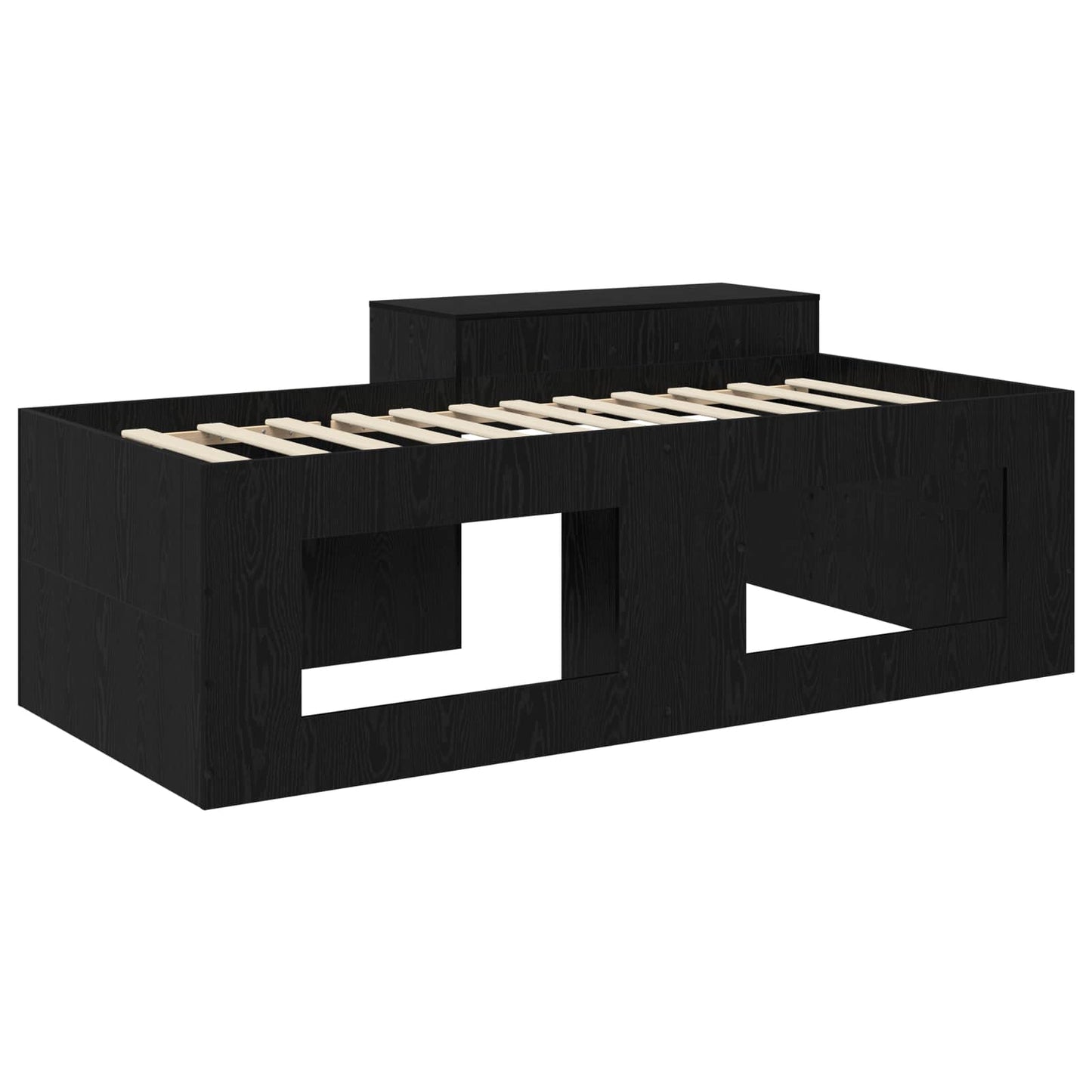 Kids'High Bed Frame with Desk Black 80 x 200 cm