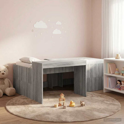Kids'High Bed Frame with Desk Grey Sonoma 80 x 200 cm