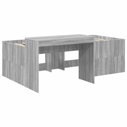 Kids'High Bed Frame with Desk Grey Sonoma 80 x 200 cm
