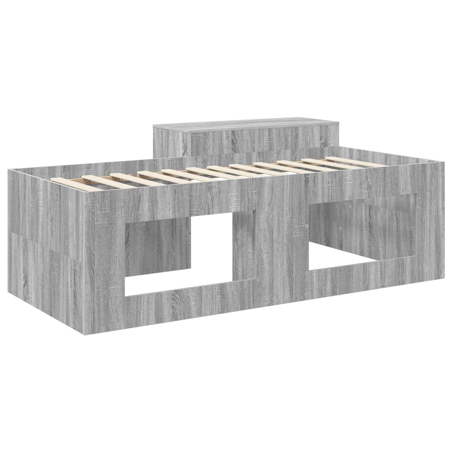 Kids'High Bed Frame with Desk Grey Sonoma 80 x 200 cm