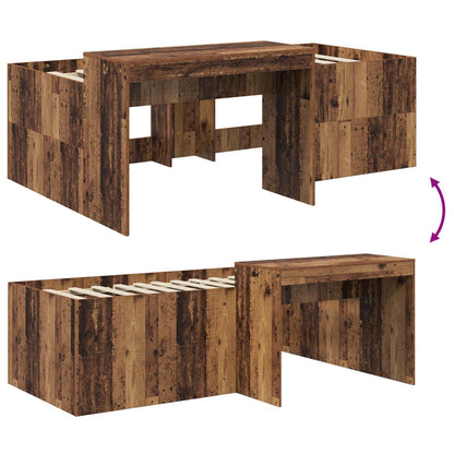 Kids'High Bed Frame with Desk Old wood 80 x 200 cm