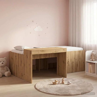 Kids'High Bed Frame with Desk Artisan Oak 80 x 200 cm