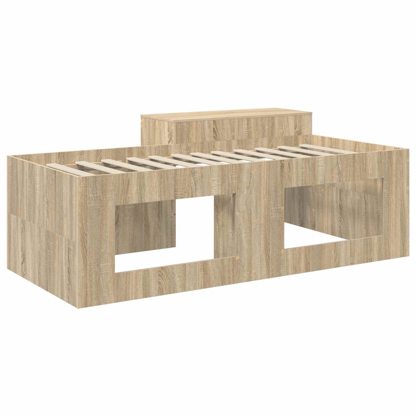 Kids'High Bed Frame with Desk Sonoma Oak 90 x 200 cm